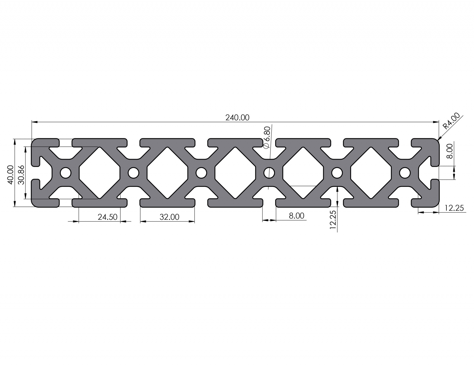 Aluminiumprofil 240x40 Nut 8 Schwer I-Typ